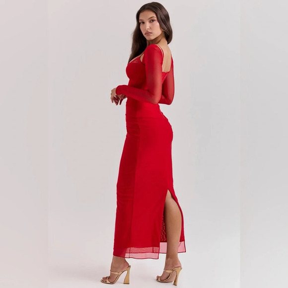 House of CB Katarina Scarlet Long Sleeve Maxi Dress - Picture 8 of 14